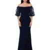XSCAPE Long Scuba Crepe Off-the-Shoulder Dress With 3-D Flower -All Style Shop 61lPW6V4zyL. AC SR736920